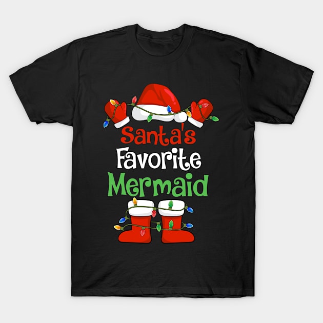 Santa's Favorite Mermaid Funny Christmas Pajamas T-Shirt by cloverbozic2259lda